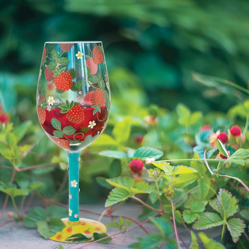 Weinglas STRAWBERRY PATCH by Lolita handbemalt Unikat 444ml 10x10x12,5cm Weinglas STRAWBERRY PATCH by Lolita handbemalt Unikat 444ml 10x10x12,5cm