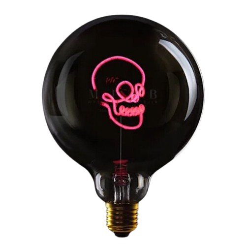 LED Globebirne mit Designzug SKULL G125 E27 2W 12,5x12,5x17,2cm