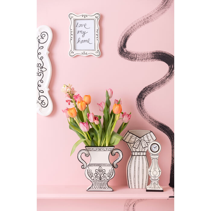 2AI59Lt4SIsAsK Vase Favola Schwarz Weiß handgefertigt 23,5x23x5,2cm