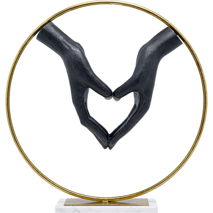 14Kx2hqCKxiR7s Dekofigur ELEMENTS Heart Hand Gold Schwarz Marmor 62x60x15cm