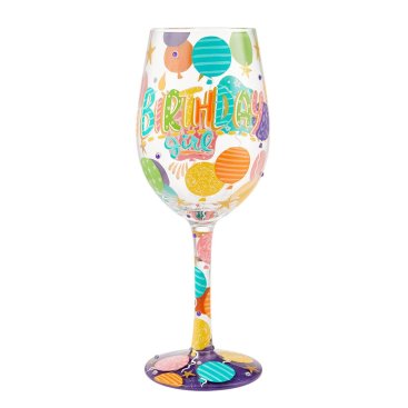 Weinglas BIRTHDAY GIRL by Lolita handbemalt Unikat 22,5x8,5x8,5cm