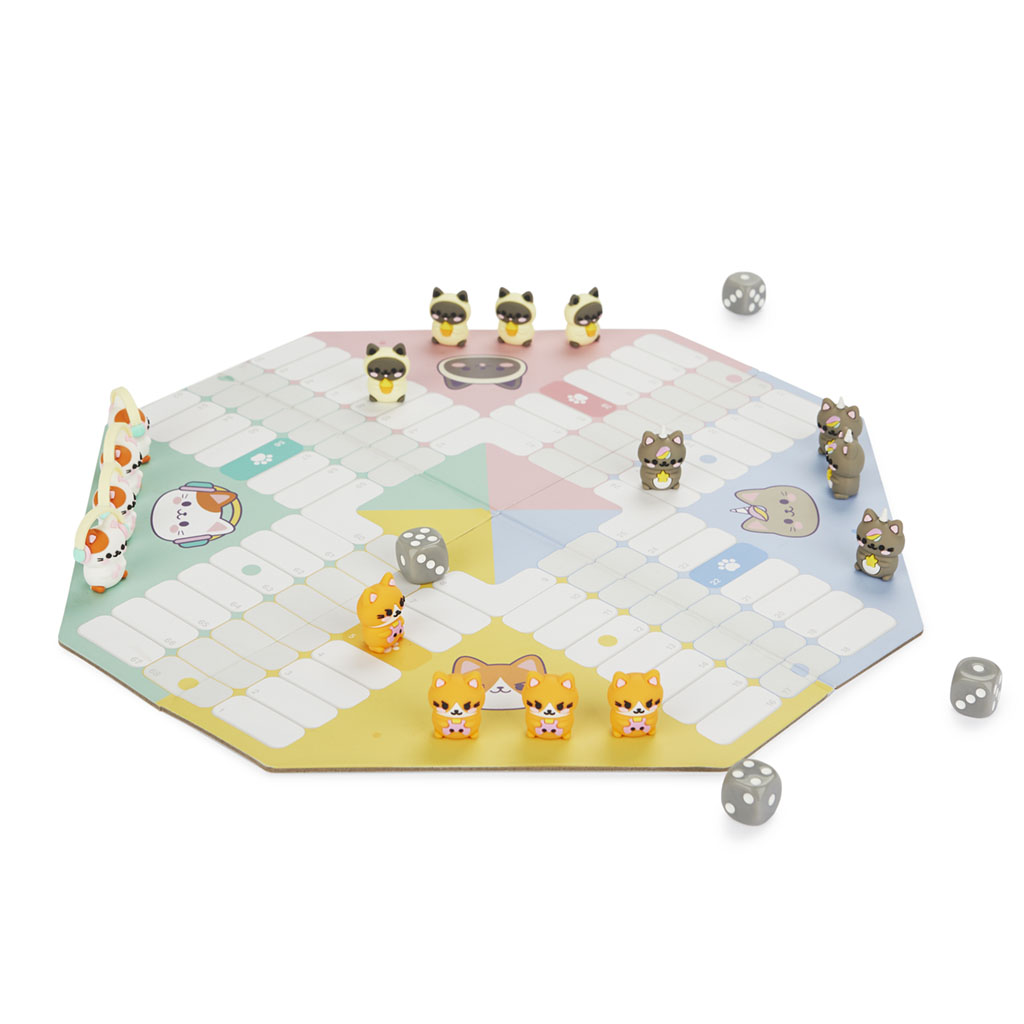 Brettspiel KAWAII PURRCHISI Mensch-Ärger-dich-nicht 22-teilig 21x33,5x2,5cm