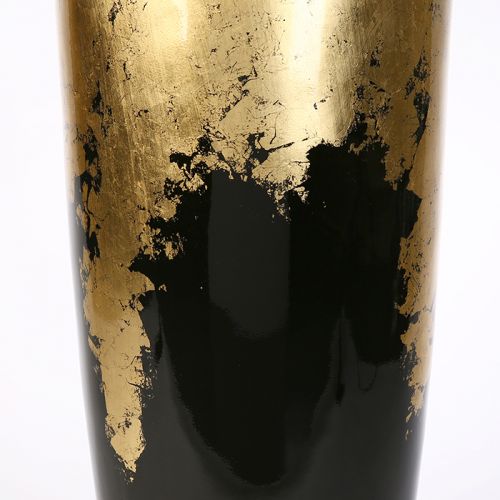 Übertopf KONUS Fiberglas Schwarz Gold 35x35x76cm
