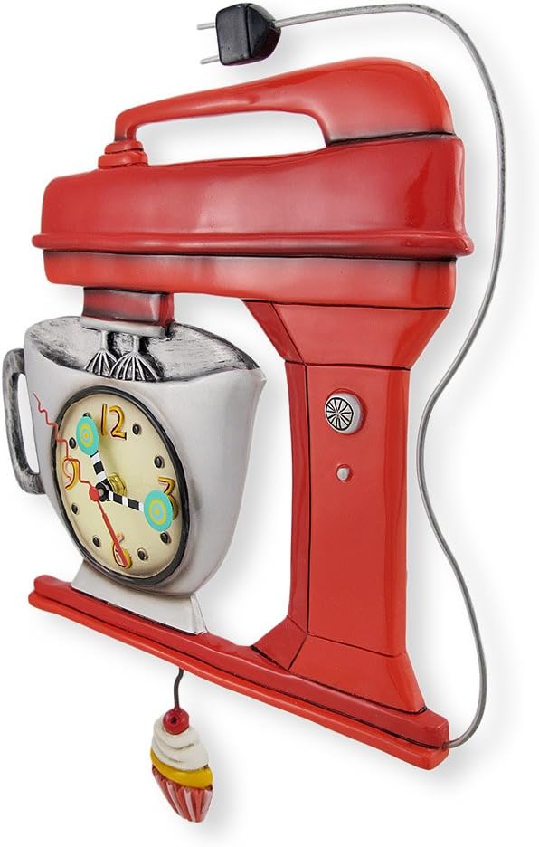 Pendeluhr VINTAGE MIXER Cupcake Polyresin handbemalt batteriebetrieben 4,5x27,31x29,2cm
