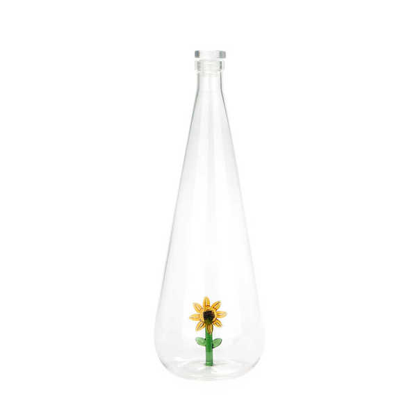 Flasche BOTANICAL SUNFLOWER Glas handgemacht 1L 10x10x30,5cm