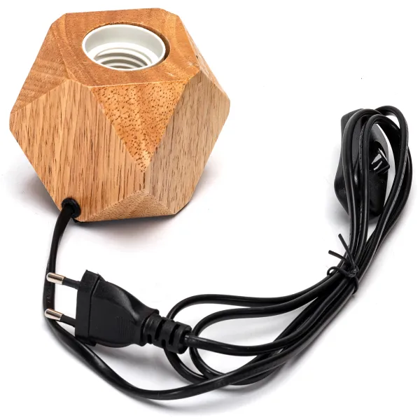 Tischleuchte Holz E27 ohne Leuchtmittel 8x8x8cm
