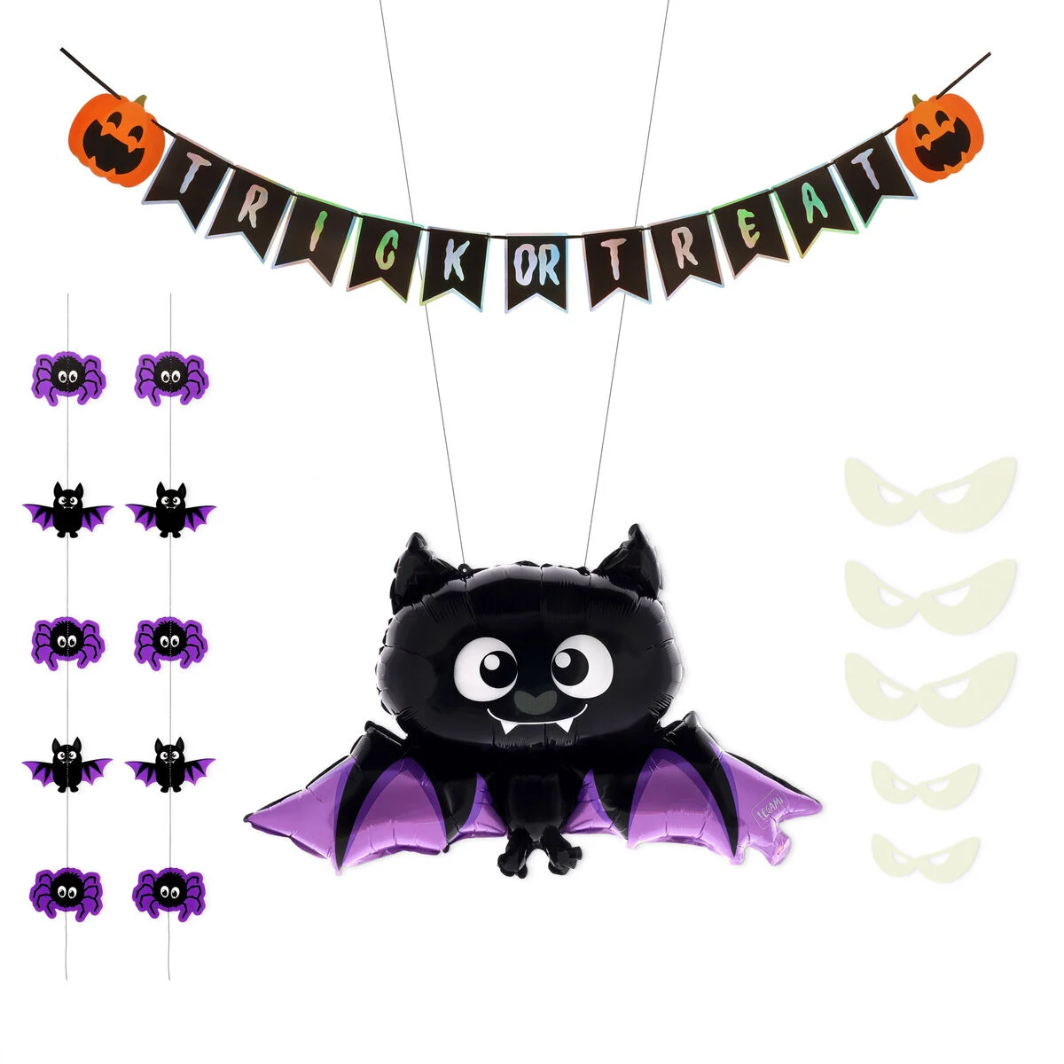 Halloween Deko Set für die Tür TRICK OR TREAT leuchtet im Dunkeln 