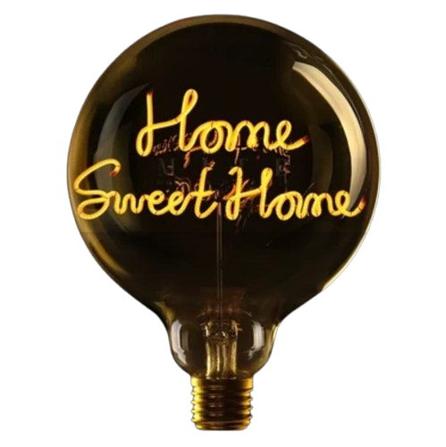 LED Globebirne mit Schriftzug HOME SWEET HOME G125 E27 2,5W 2200K 12,5x12,5x17,2cm