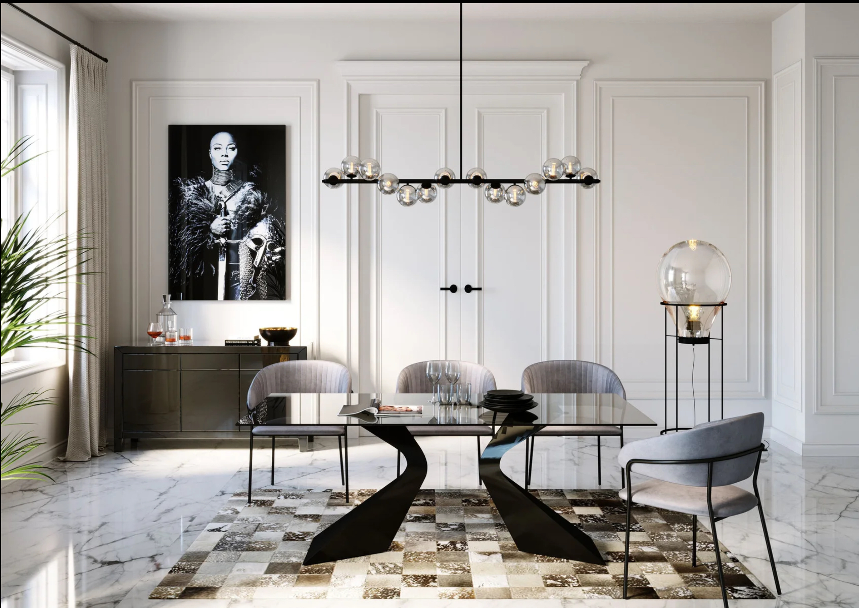 IMG_0302 Tisch GLORIA Glas Stahl Schwarz 200x100x75cm
