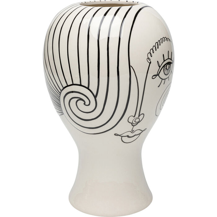 78vsdpApgHTExi Vase Favola Lady Schwarz Weiß handgefertigt 30x19x19cm