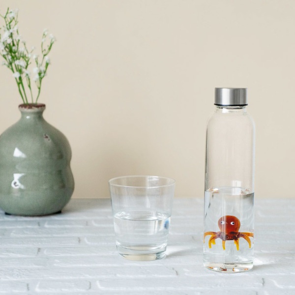 Flasche ATLANTIS OCTOPUS Glas 500ml 6,5x6,5x23cm