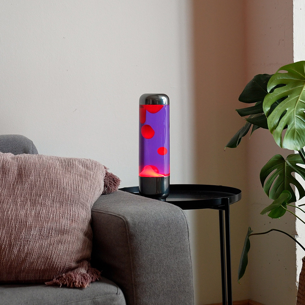 Lavalampe CAPSULE Purpurrot Schwarz Aluminium 12,3x12,3x33cm Lavalampe CAPSULE Purpurrot Schwarz Aluminium 12,3x12,3x33cm