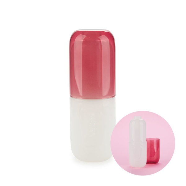 Flasche mit Glas WATER PILL Weiß/Rosa Glas 550ml 7x7x19,8cm