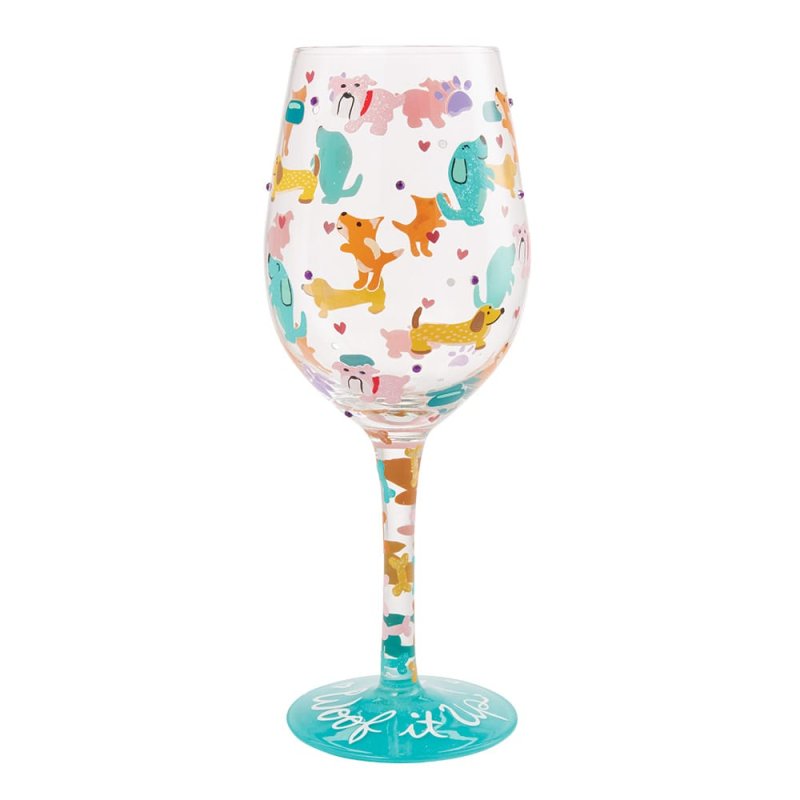 Weinglas WOOF IT UP by Lolita handbemalt Unikat 444ml 8,5x8,5x22,5cm