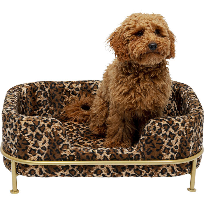 1VJfkVuMXqyQX6 Haustierbett DIVA Metall Samt Leo-Print Handgefertigt Waschbar 44x63x24,5cm