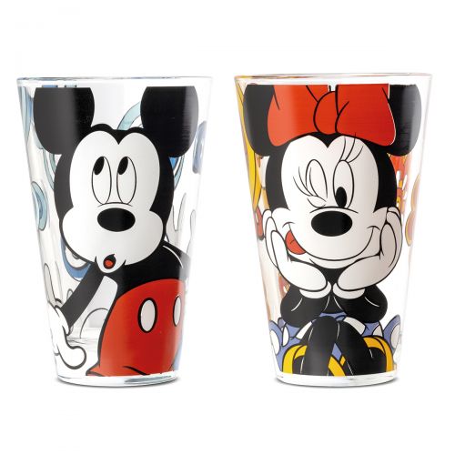 2ztz78OS4yvimE 2er-Trinkglas Set MICKEY & MINNIE Glas Mehrfarbig 310ml 8,5x8,5x12,5cm
