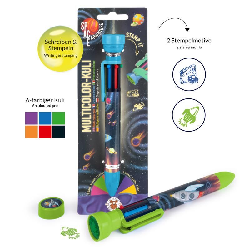 961723_b SPACE ADVENTURE Mehrfarbkulli 6-farbig mit Stempel Grün