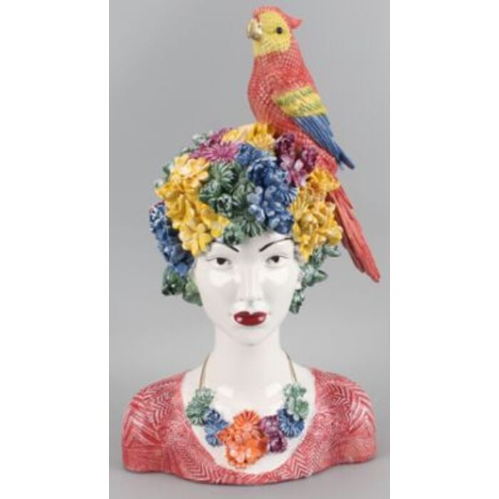 Dekofigur FLOWER GIRL Polyresin Unikat handbemalt 22x29x50cm