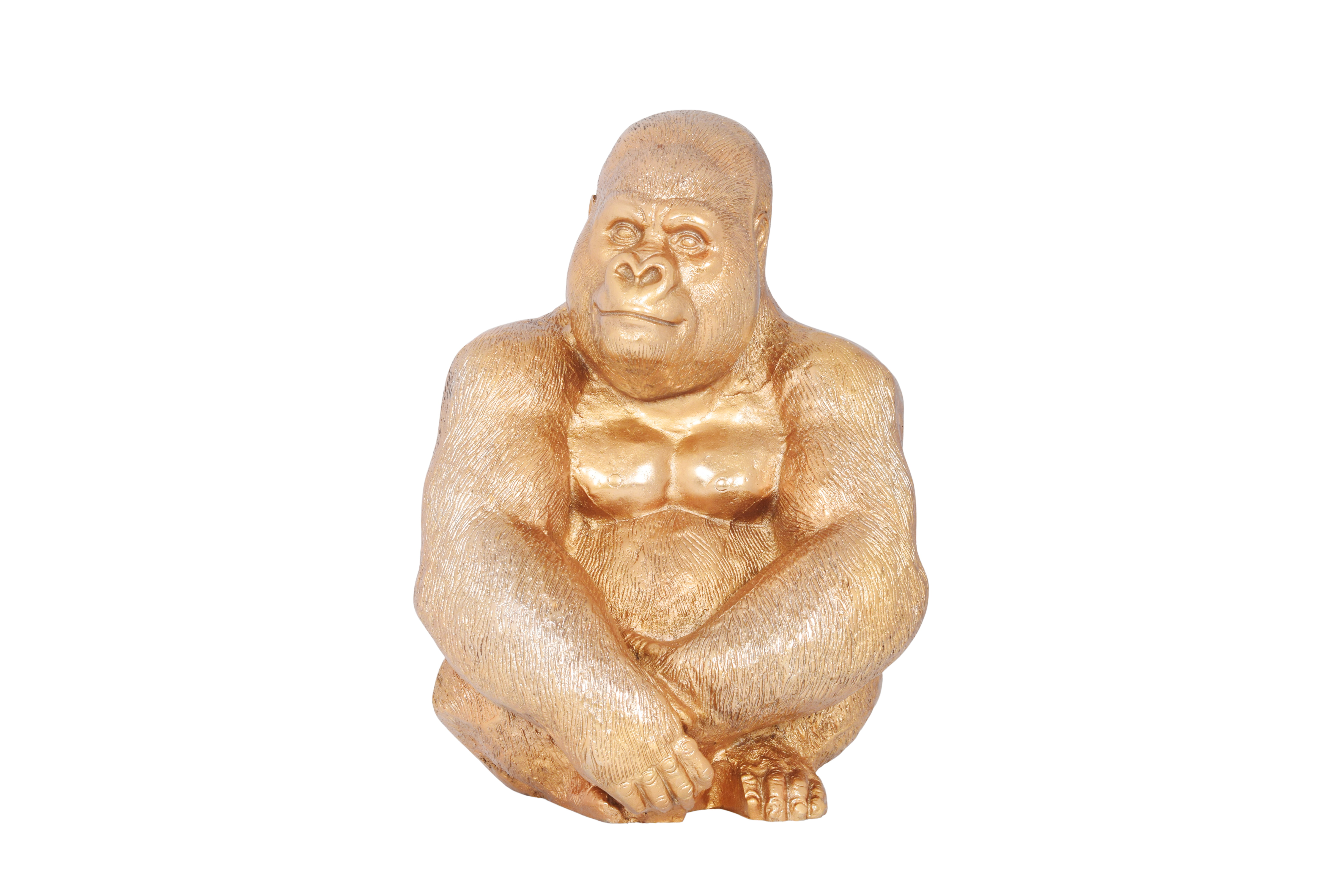 Dekofigur GORILLA KONG Gold 27x43x23cm