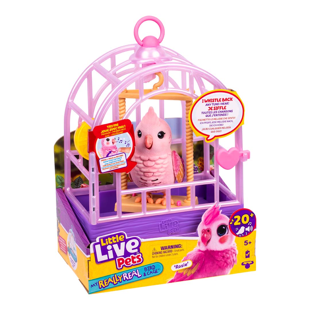 Interaktives Little Live Pets MY REALLY REAL BIRD ROSIE inkl. Vogelkäfig Pink 13,8x19,8x28,2cm