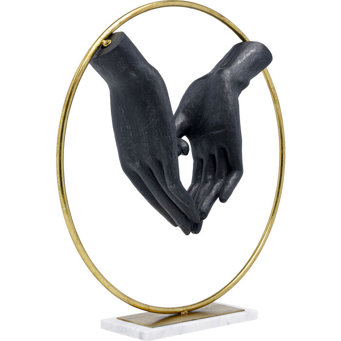 43huTHaQo9HOT0 Dekofigur ELEMENTS Heart Hand Gold Schwarz Marmor 62x60x15cm