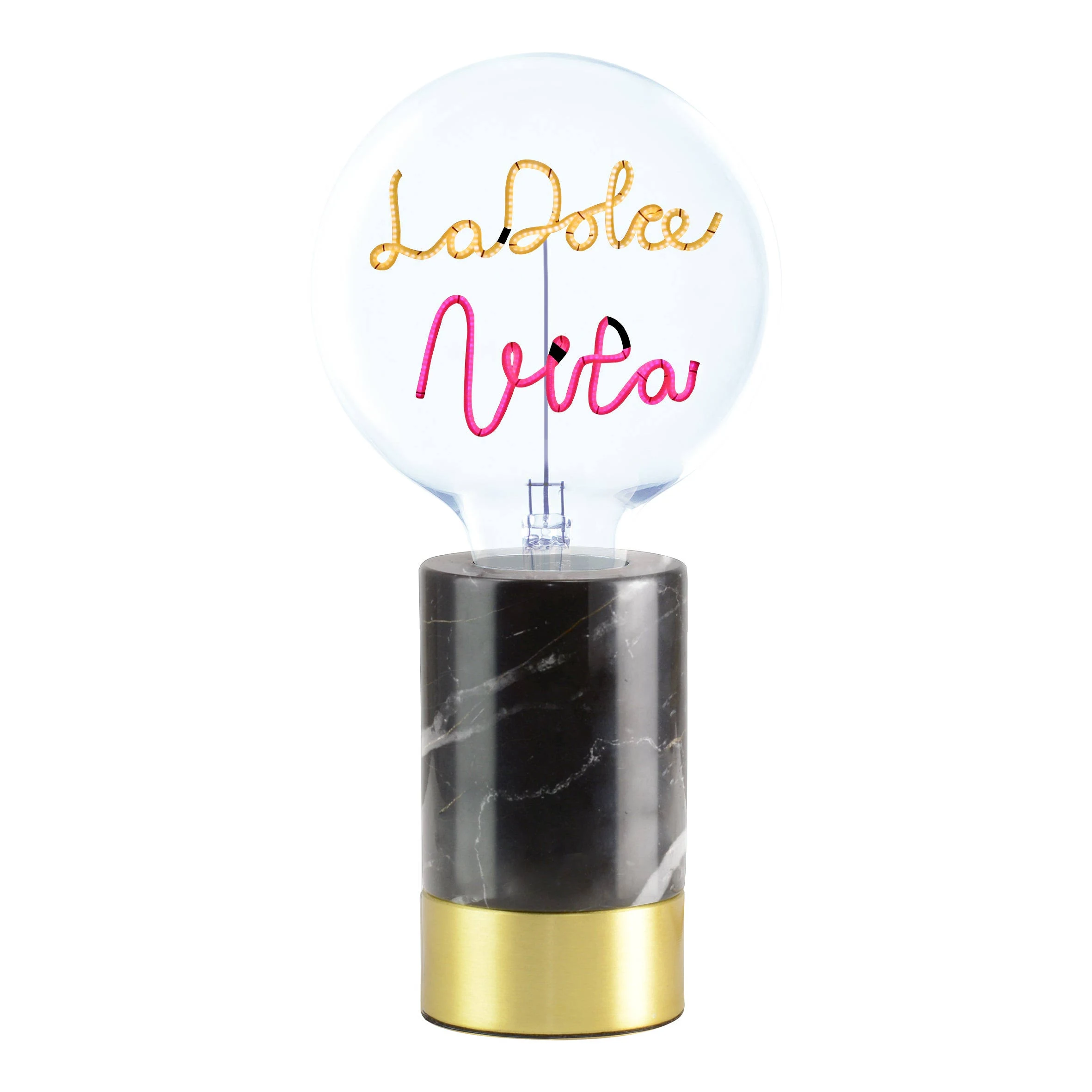 LED Globebirne mit Schriftzug LA DOLCE VITA G125 E27 2,5W 12,5x12,5x17,2cm