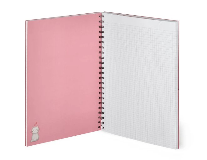 2XmM7qwdVHQC0X 3-in-1 Notebook mit Spiralbindung - Maxi A4 - 22x29,5cm 204 Seiten Meow Kitty Katze