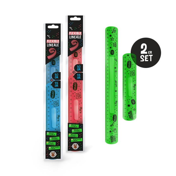 ALLES FÜR DIE SCHULE 2er Set Flexi-Lineale 15-& 30x5cm