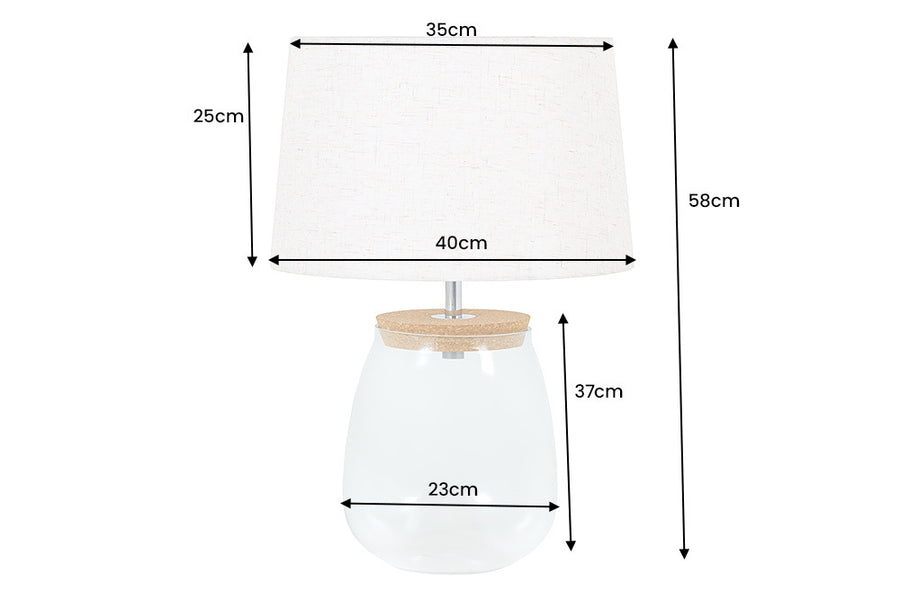 Befüllbare Tischlampe CLASSICO Glas Leinenschirm E27 40x40x58cm Befüllbare Tischlampe CLASSICO Glas Leinenschirm E27 40x40x58cm