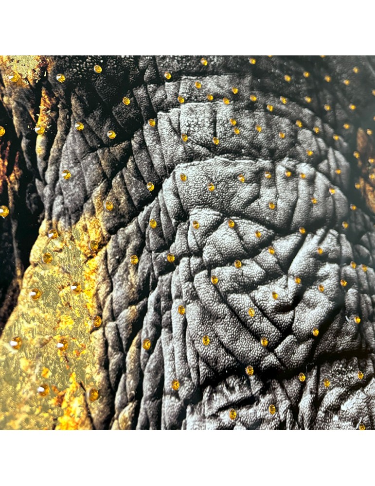 Glasbild GOLDEN ELEPHANT inkl. Rahmen mit Reliefeffekt Strass 4x80x120cm Glasbild GOLDEN ELEPHANT inkl. Rahmen mit Reliefeffekt Strass 4x80x120cm