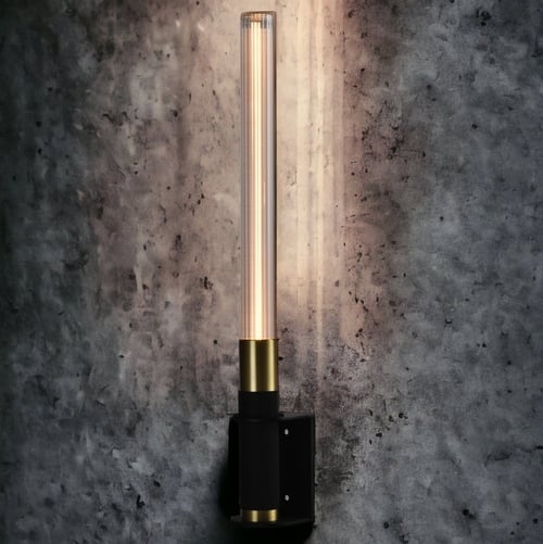 LED Wand- & Tischleuchte HELIOS NOIR Aluminium Glas Gold Schwarz Kabellos 3x3x45cm LED Wand- & Tischleuchte HELIOS NOIR Aluminium Glas Gold Schwarz Kabellos 3x3x45cm