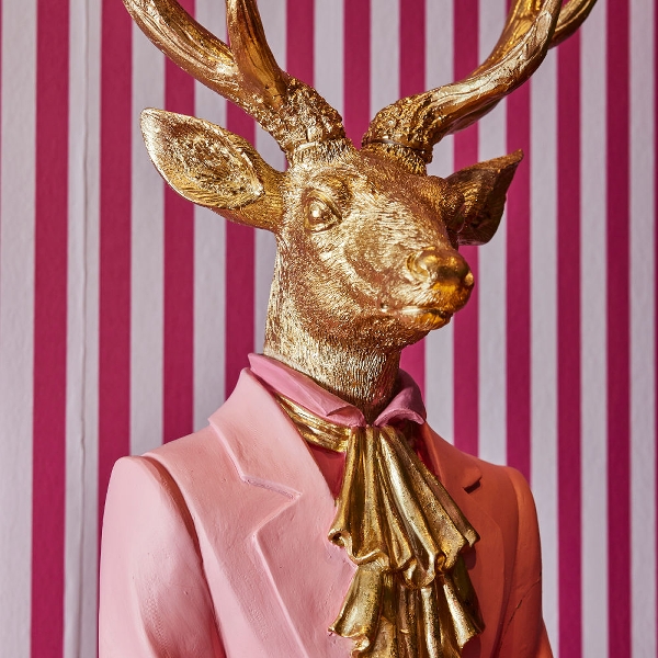 Figur HIRSCH mit Tablett mehrfarbig 34x19,5x99 cm