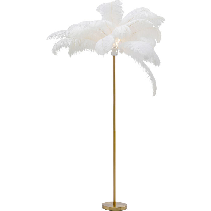 KARE-53750-700x700 Stehleuchte FEATHER PALM Stahl Straußenfeder Weiß Gold E27 65x65x165cm