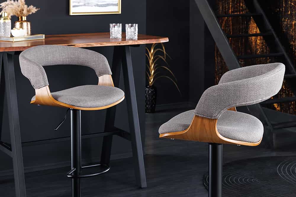 4iwNfIMzPTEn6a Barhocker MANHATTAN Strukturstoff Eschenholz Grau dreh- & höhenverstellbar 41x51x81~110cm
