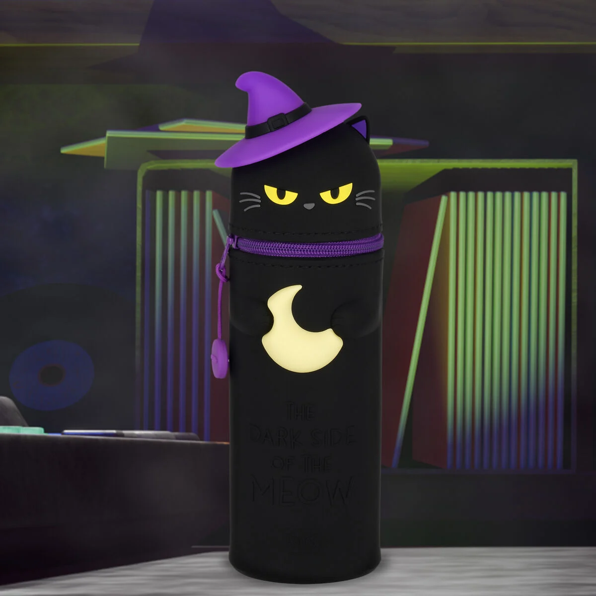 2 in 1 Federmäppchen aus Silikon Kawaii HALLOWEEN Kitty