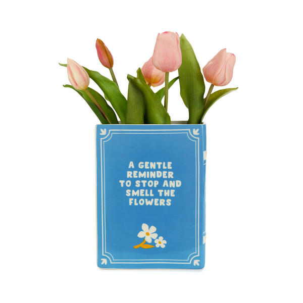 2-in-1 Deko-Vase & Buchstütze BOOK - FORGET ME NOT Blau Keramik 6,5x15x20cm