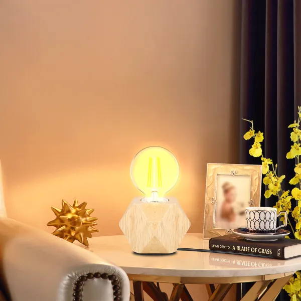 Tischleuchte Holz E27 ohne Leuchtmittel 8x8x8cm