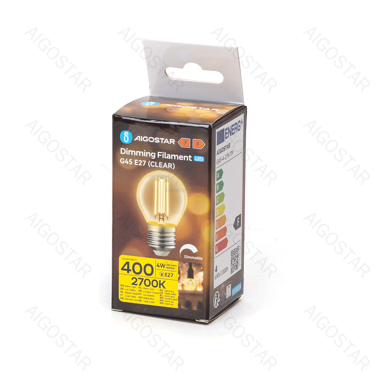 LED Filament Leuchtmittel G45 E27 4W 400lm 2700K Warmweiß dimmbar 4,5x4,5x8cm