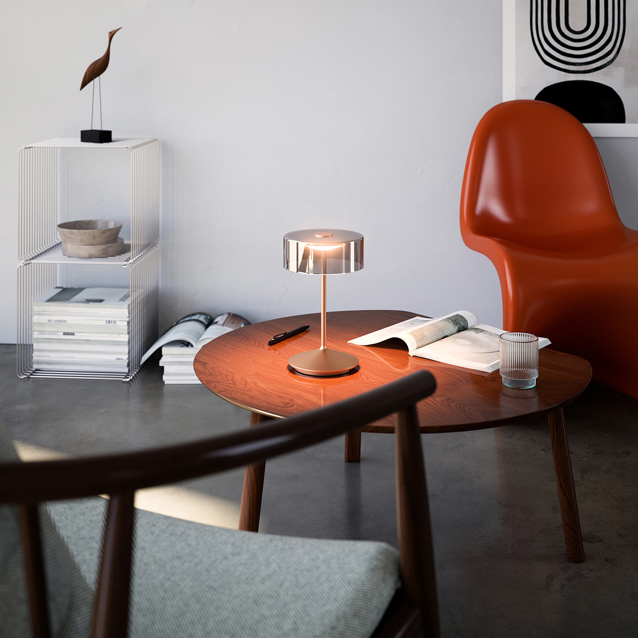 LED Akku-Tischleuchte NUMOTION Glas Bronze 2200K/2700K IP54 171lm 16x16x26,5cm