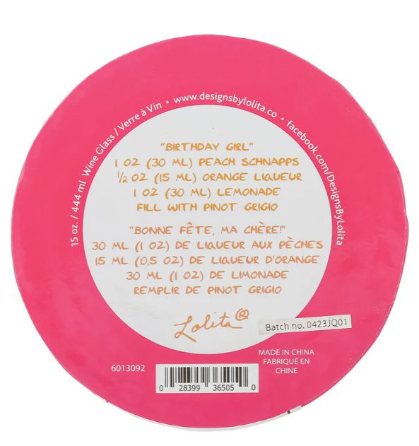 Weinglas BIRTHDAY GIRL by Lolita handbemalt Unikat 22,5x8,5x8,5cm