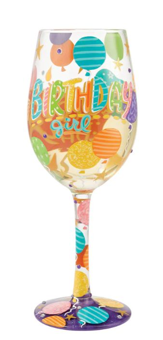 Weinglas BIRTHDAY GIRL by Lolita handbemalt Unikat 22,5x8,5x8,5cm