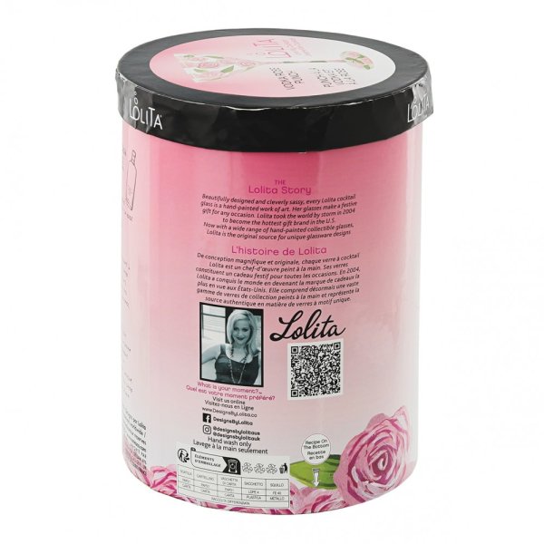 8yrExZoBUnRfok Cocktailglas ROSE PUNCH by Lolita handbemalt Unikat 355ml 4,5x4,5x17,5cm