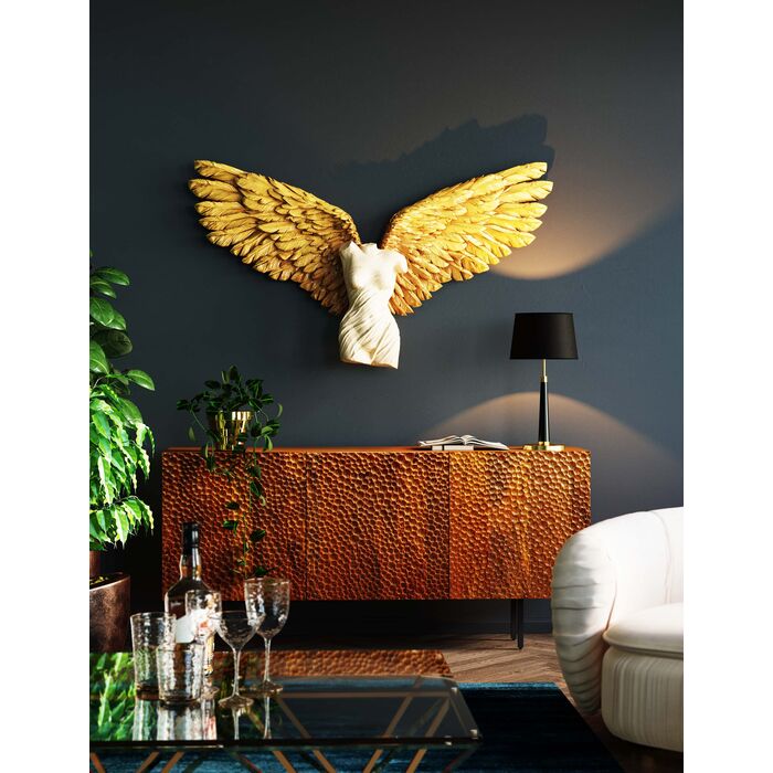 Wandobjekt GUARDIEN ANGEL FEMALE handgearbeitet Unikat 124x71cm