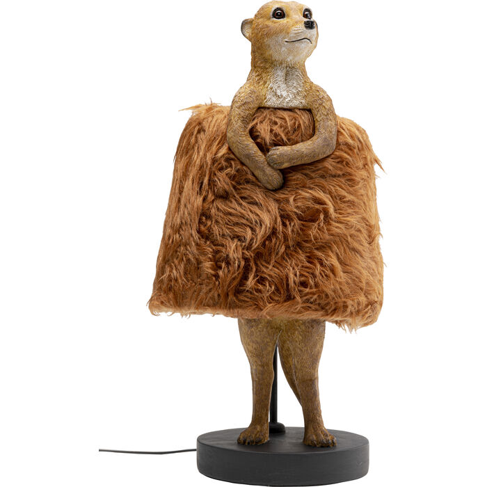 Tischleuchte ANIMAL MEERKAT FUR Polyresin Stahl Braun E27 25,5x24,5x51cm