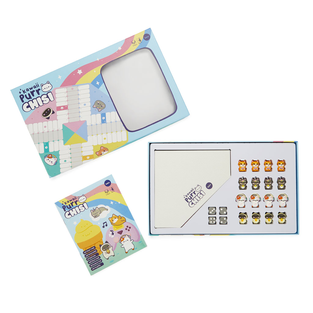 Brettspiel KAWAII PURRCHISI Mensch-Ärger-dich-nicht 22-teilig 21x33,5x2,5cm