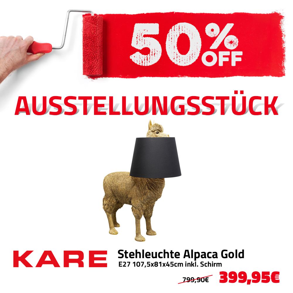 Stehleuchte Alpaca E27 Gold Schwarz 107,5x81x45cm *Ausstellungsstück*