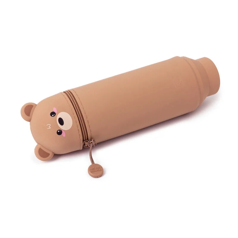 2-in-1-Federmäppchen aus Silikon - Kawaii - Teddybär