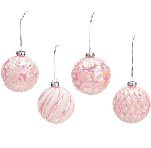 Wurm-Weihnachtskugel-rosa Weihnachtskugel Gemustert Glas Rosa 8x8x8cm