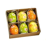 Deko Anhänger OSTEREIER Natur Eier Bunt 6er Set 5x13x14cm