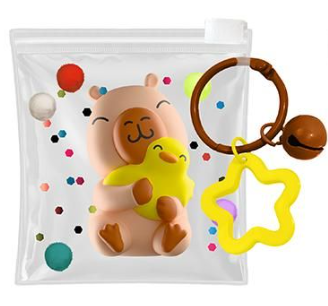 Happy Life Squishy Capybara mit Schlüsselanhänger 7,7x1,2x7,0cm 